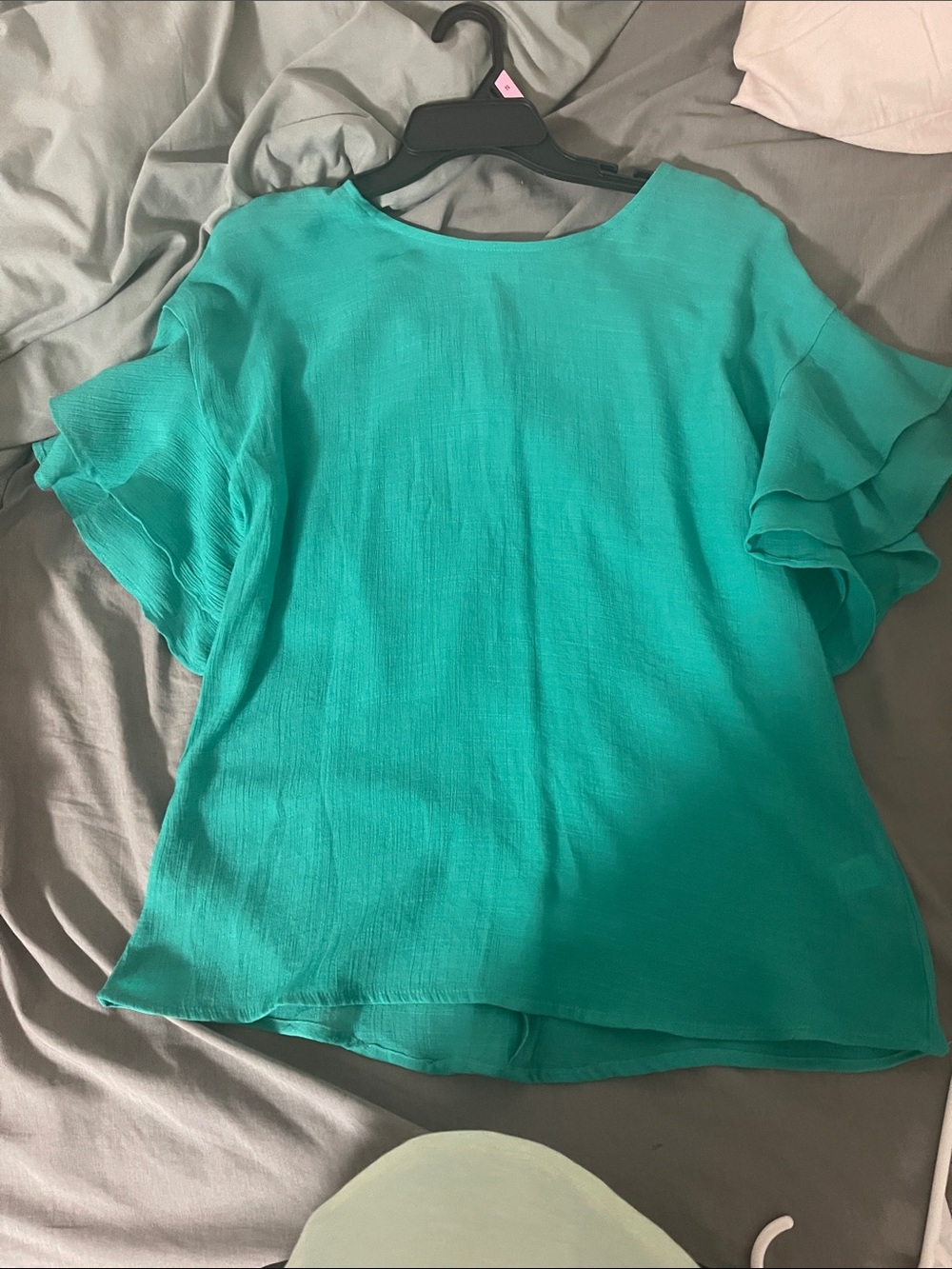 Cato Teal Flutter Sleeve Blouse